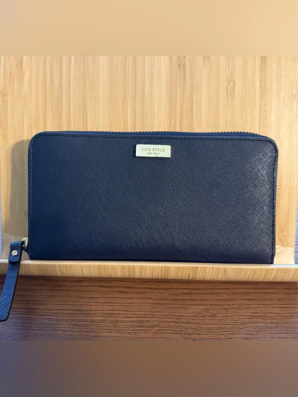 Kate Spade New York Navy Saffiano Zip Around Wallet - Picture 1 of 11